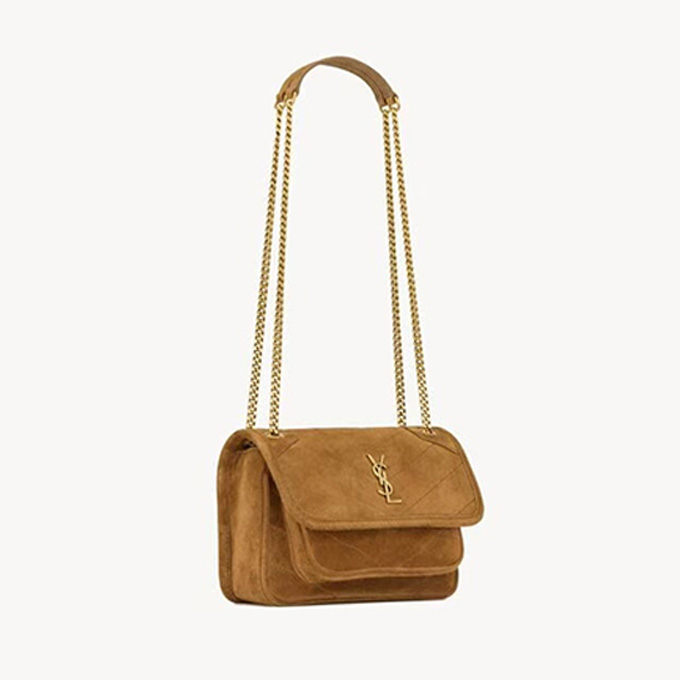 ysl saint laurent niki medium suede leather chain shoulder bag